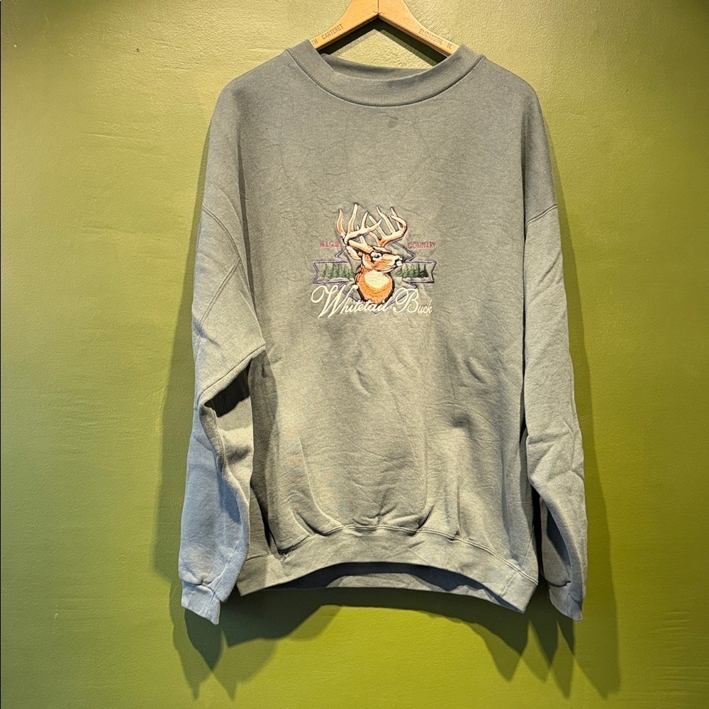 Vintage Embroidered Deer Print Men's Sweatshirt